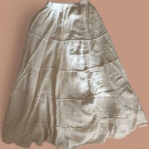 maha house ivory tiered maxi skirt